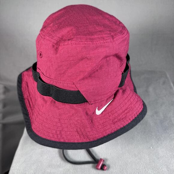 Nike Hat Bucket Fitted‎ Mens Small Burgundy Dri-FIT Chin Cord Boonie CU6611-692 - Picture 2 of 12
